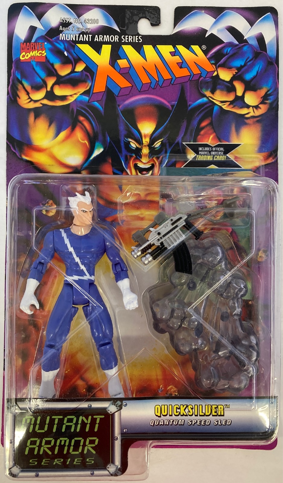 toybiz mutant armor quicksilver (blue / white clothing) 5 inch