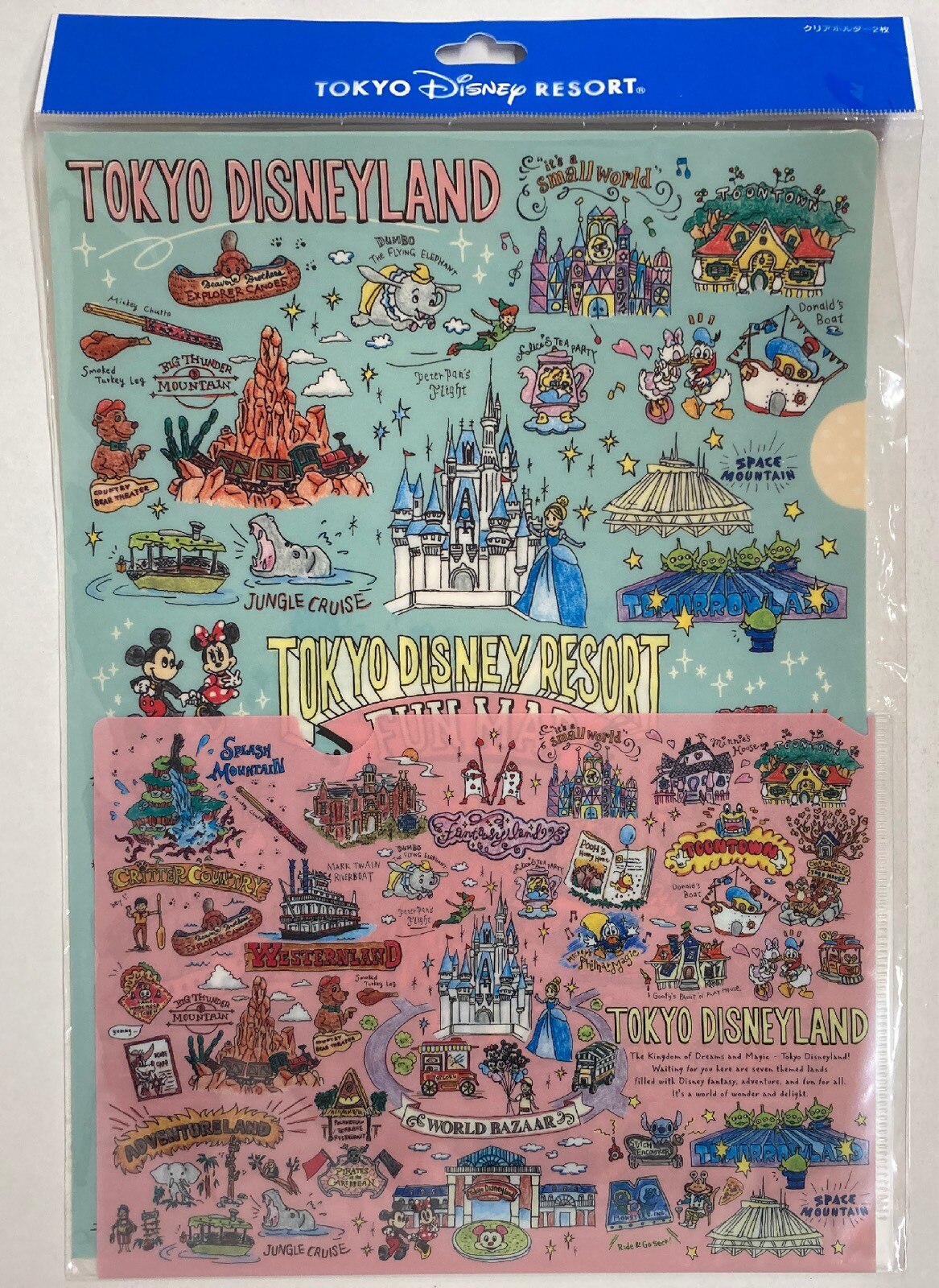 東京ディズニーリゾート クリアホルダー2枚 手書き風アトラクション柄 東京ディズニーリゾート 18 まんだらけ Mandarake