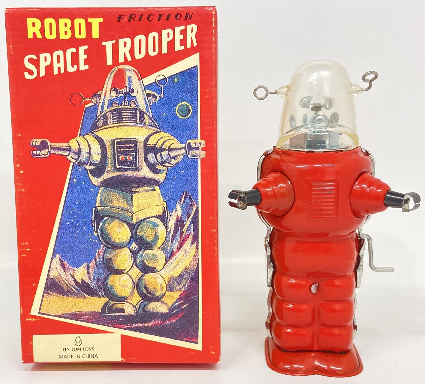 TIN TOM TOYS Crank Type Friction ROBOT SPACE TROOPER red Mandarake tin-tom-toys-crank-type-friction-robot-space-trooper-red-mandarake