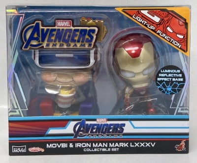 HOTTOYS COSBABY (S) BOBBLE HEAD COLLECTIBLE SET MOVBI & IRON MAN MARK LXXXV COSB553