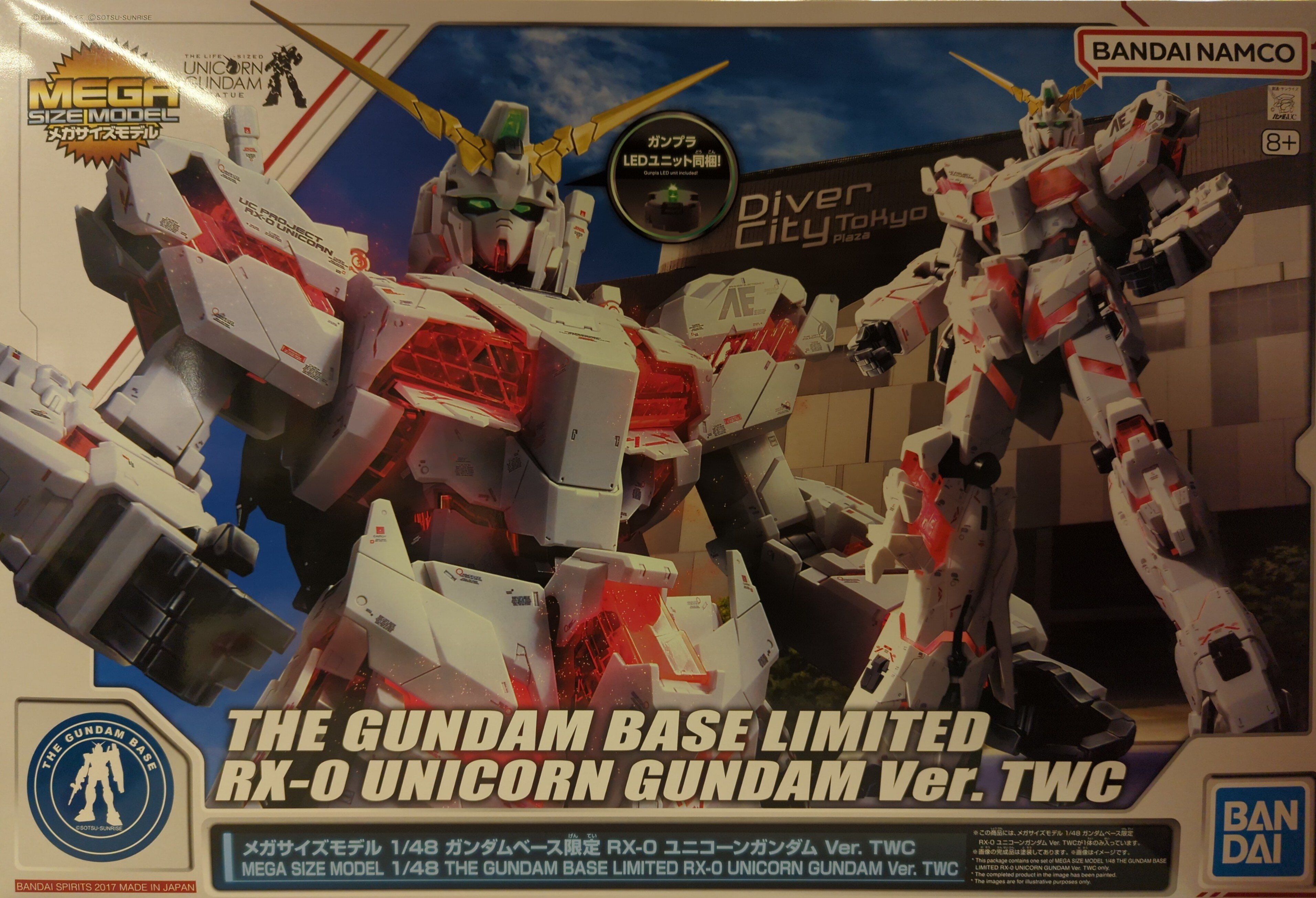 Mega size model 1/48 Gundam Base Limited RX-0 Unicorn Gundam Ver. TWC New  Japan