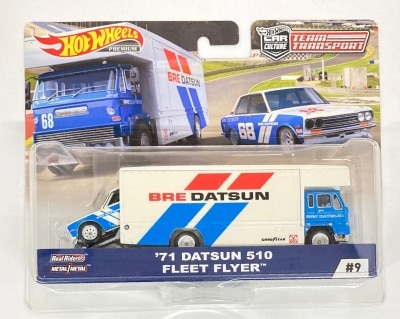 MATTEL HOTWHEELS TEAM TRANSPORT FYT12 '71 DATSUN 510 FLEET FLYER #9