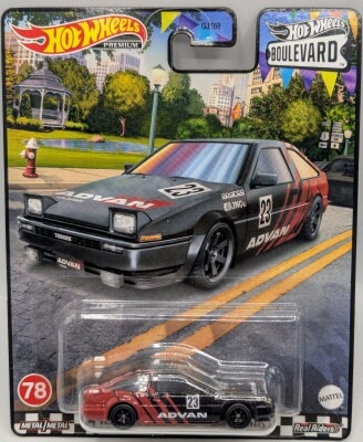 MATTEL HOTWHEELS BOULEVARD TOYOTA AE86 SPRINTER TRUENO/ADVAN #23 78