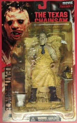 McFARLANE TOYS MOVIE MANIACS 01 LEATHERFACE (no blood splatter on package) 6 inch