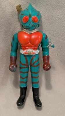 当時物 ブルマァク トリプルファイター 面取れ ソフビ マスク 約30cm 1円スタート】ブルマァク 当時物 トリプルファイター オレンジ