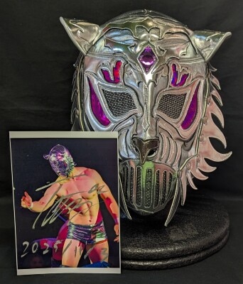 プロレスマスク ブシオ製 【ミル・マスカラス (豹柄生地x金特殊フチ