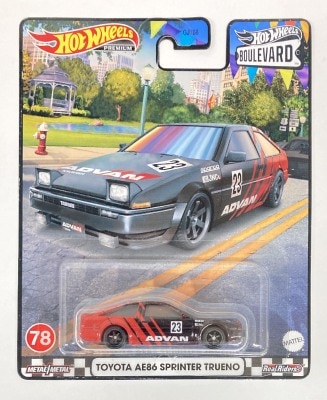MATTEL HOTWHEELS BOULEVARD TOYOTA AE86 SPRINTER TRUENO/ADVAN #23 78