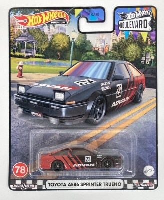 MATTEL HOTWHEELS BOULEVARD TOYOTA AE86 SPRINTER TRUENO/ADVAN #23 78