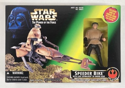 ハズブロージャパン VEHICLE STAR WARS / THE POWER OF THE FORCE SPEEDER BIKE / WITH LUKE SKYWALKER IN ENDOR GEAR 3.5インチ