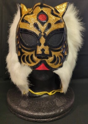 プロレスマスク 【初代タイガーマスク(金ラメ×黒・赤ラメフチ)】 タグなし
