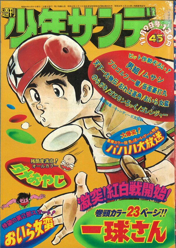 少年サンデー1975年　19〜24号　水島新司『一球さん』連載開始ヴィンテージ雑誌