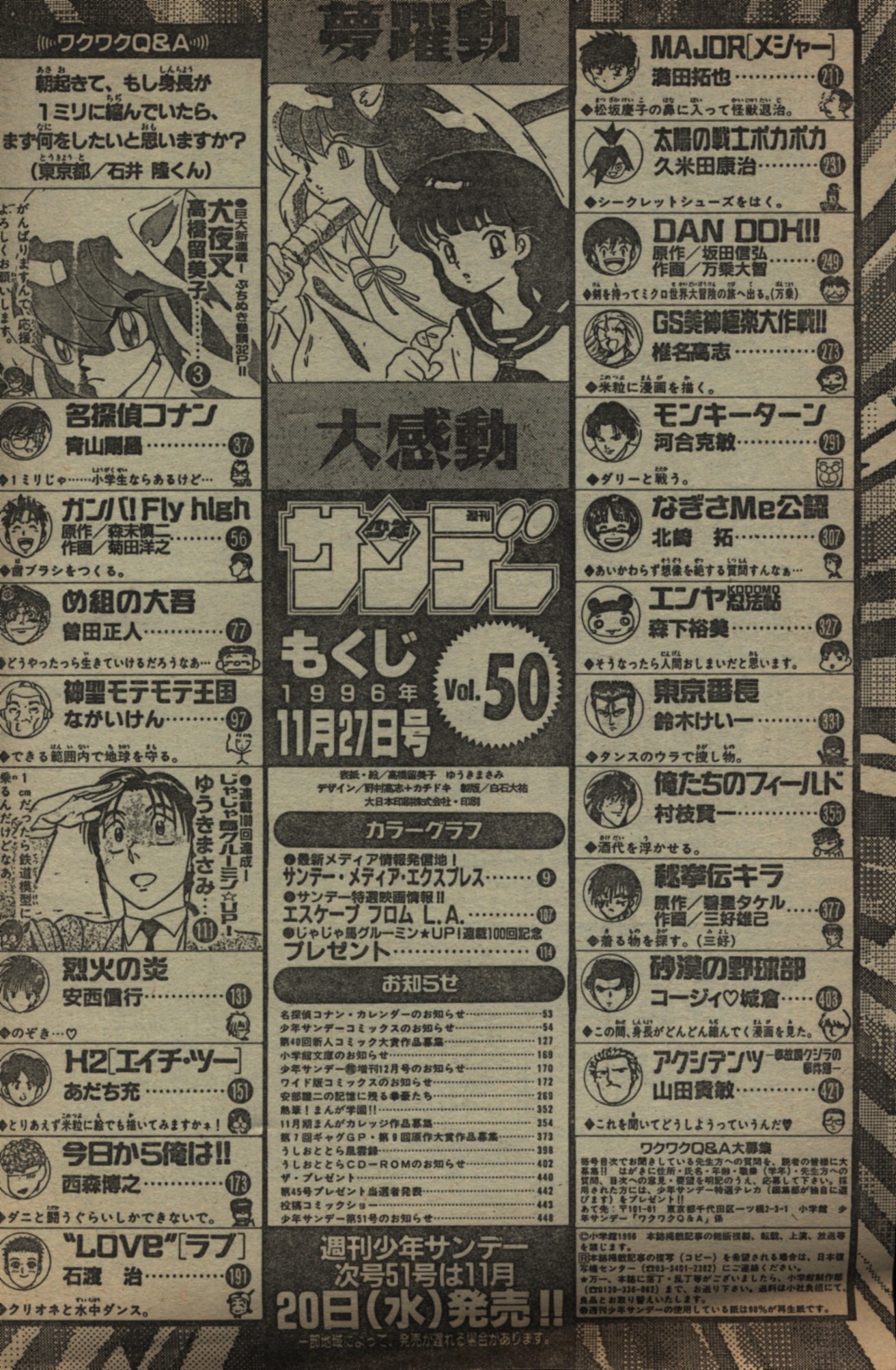 Weekly Shonen Sunday 1996 Heisei 8 50 Mandarake Online Shop