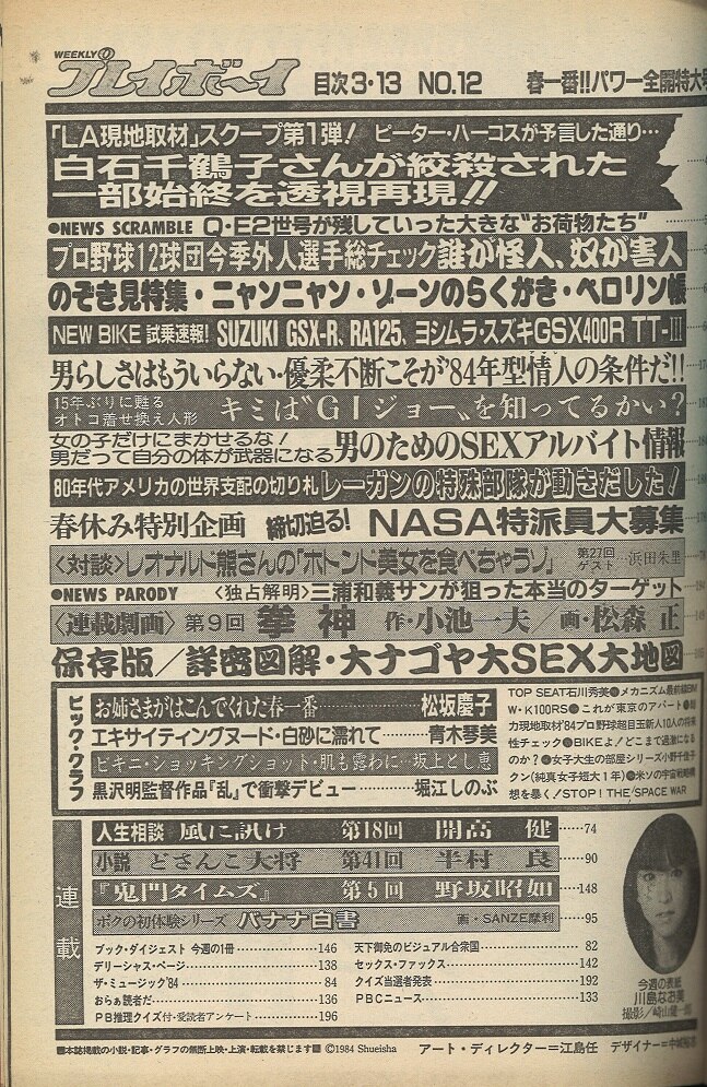 希少 週刊プレイボーイ no.3 1984年 超特大号 集英社