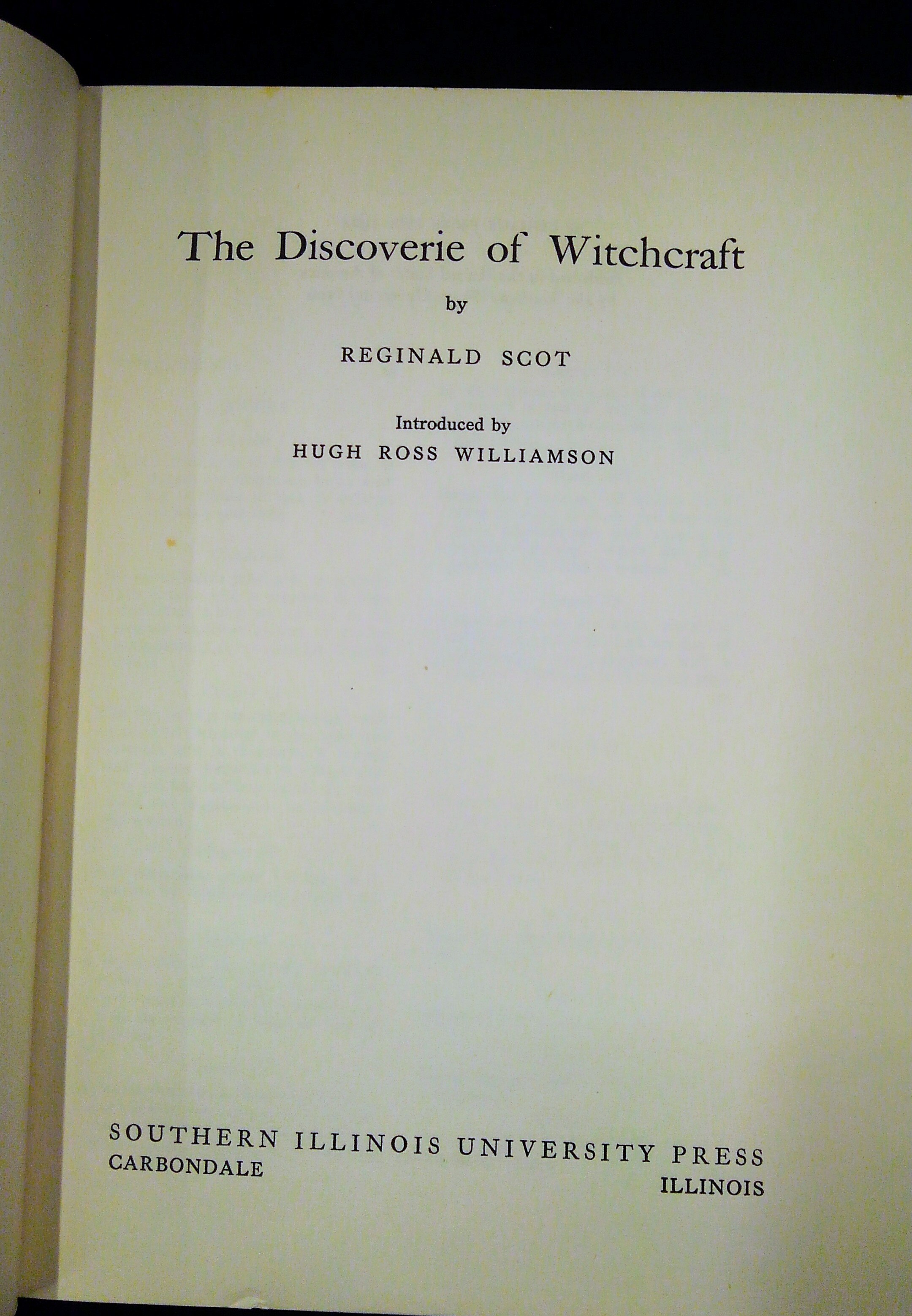 Southern Illinois University Press Reginald Scot The Discovery Of