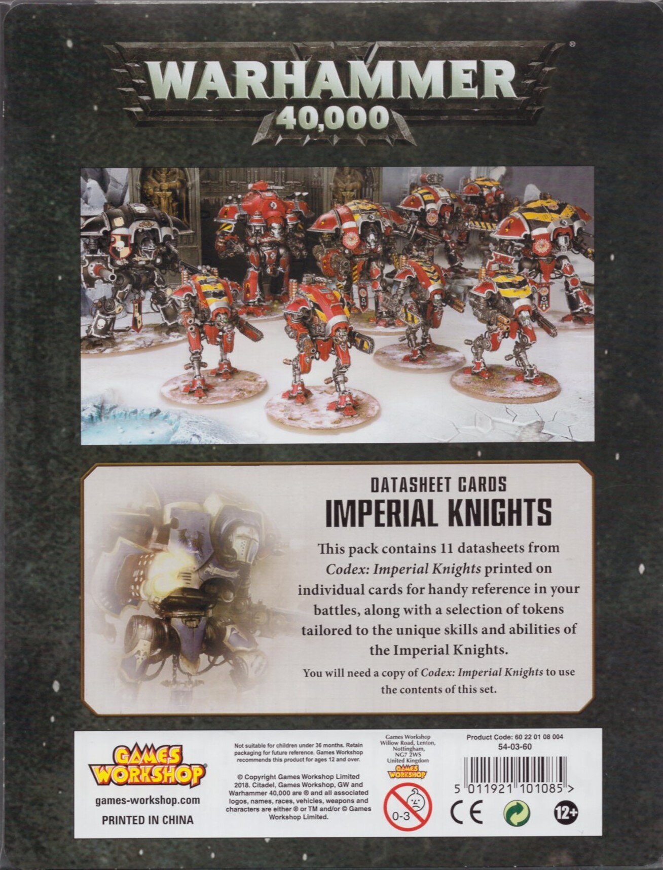 GAMESWORKSHOP WARHAMMER40000 Imperial Knight Datasheet Cards:Imperial ...