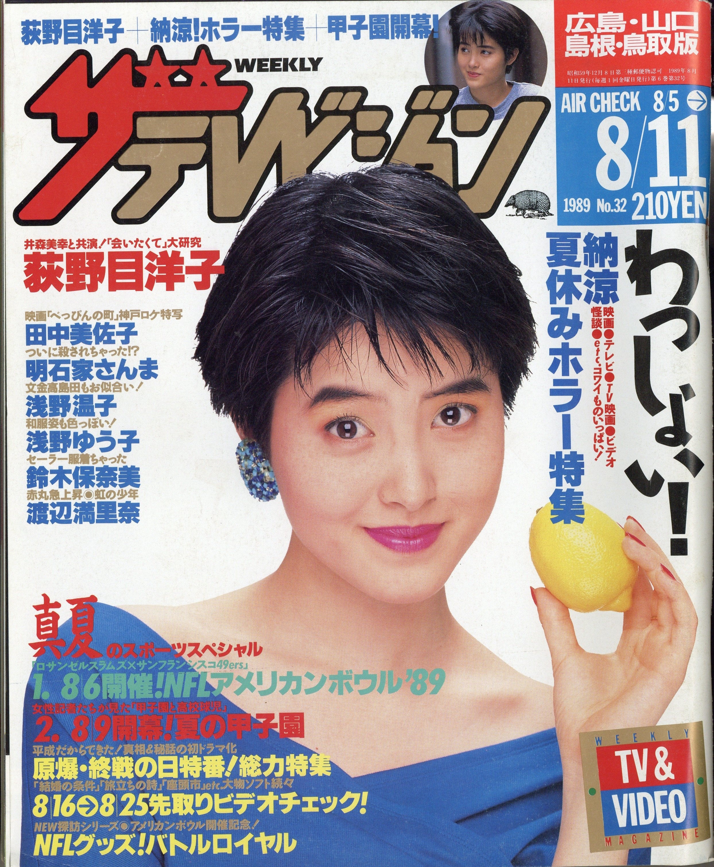 角川書店 ザ・テレビジョン 1989年8月11日号 島根・山口・鳥取