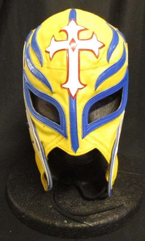 Pro Wrestling Mask Bushio Made In Rey Mysterio Jr Yellow X Blue White Border No Mandarake Online Shop