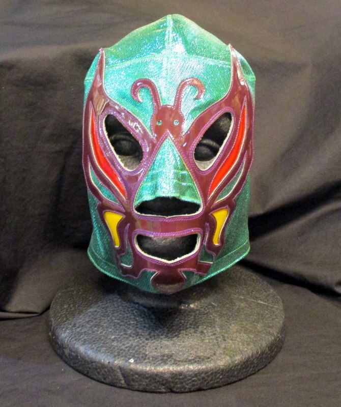 Pro Wrestling Mask [mil・Masukarasu] Puebla made / green lame × purple