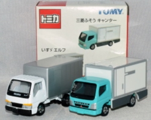 トミカ2台セット(配送トラック)/中国製 トイザらス 三菱ふそう キャンター/いすゞ エルフ