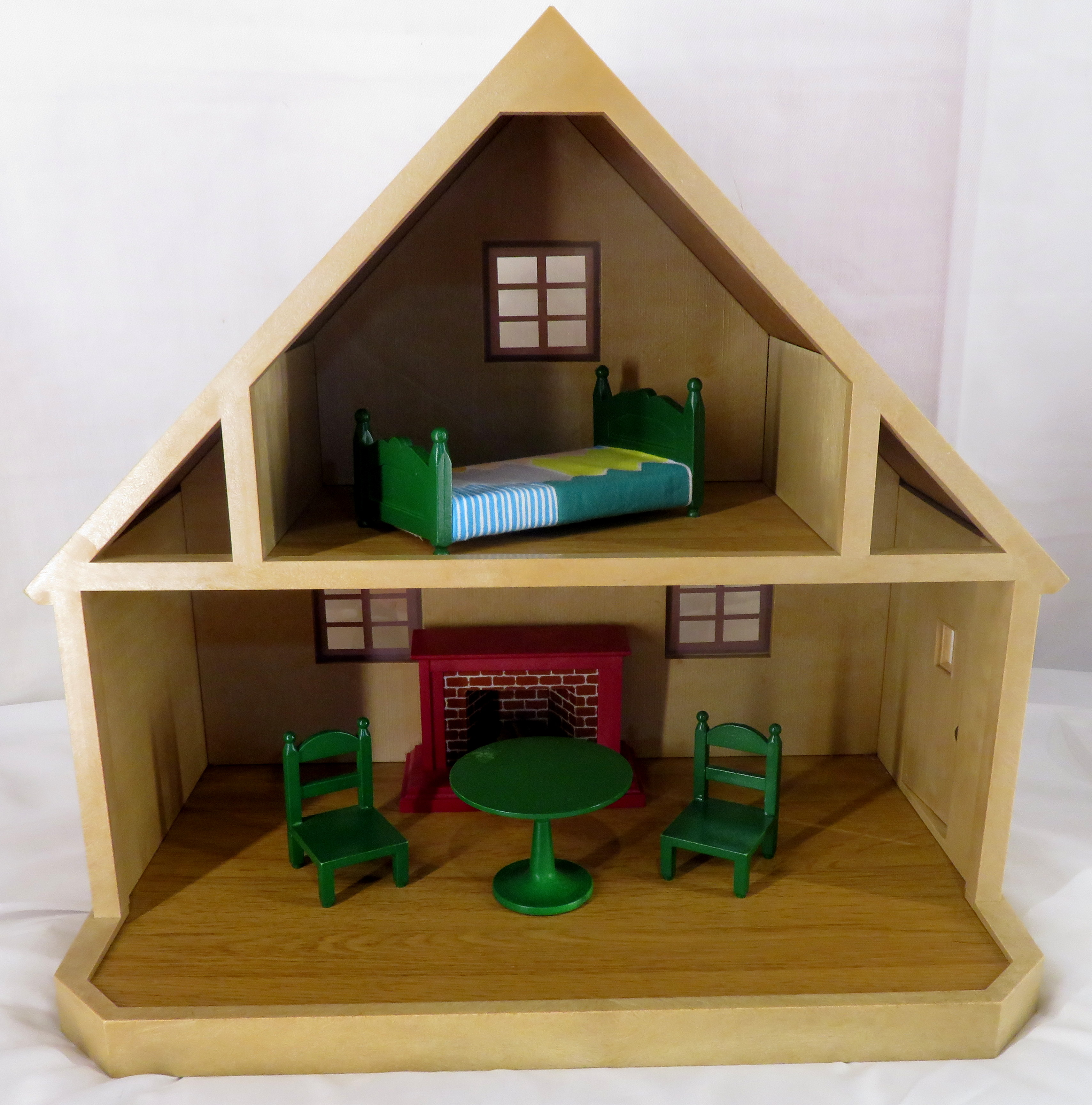 シルバニア　デラックスハウス　緑の家具　暖炉