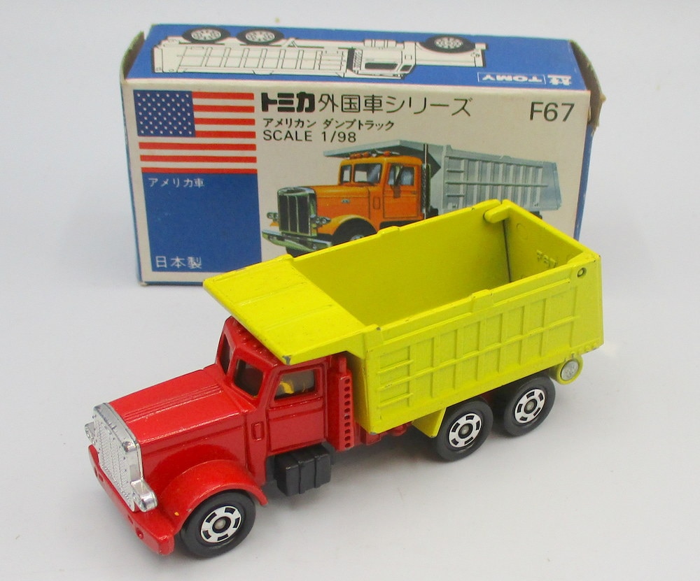 トミー 青箱日本製 トミカ アメリカン ダンプトラック 赤ボディ 