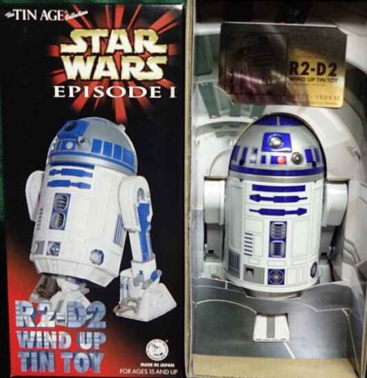 大阪ブリキ STAR WARS R2-D2/ゼンマイ/スターウォーズ 可動OK 箱痛み