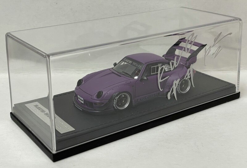 ignition model 1/43 RWB 993 Matte Purple With Mr. Nakai sitting on