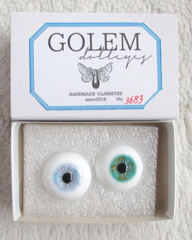 ディーラー製 GOLEM グラスアイ ドールアイ 約17mm ライトブルーと