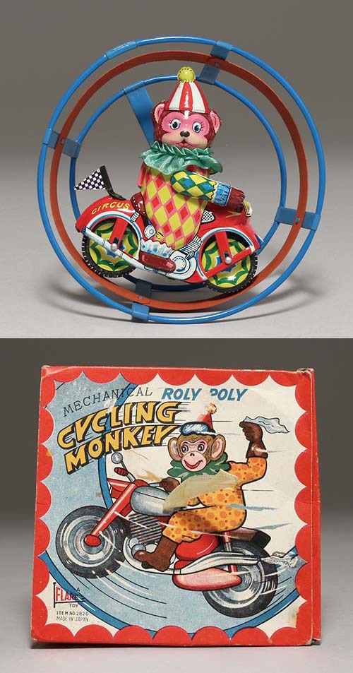 ブリキバイクTOY サイクリングモンキー(CYCLING MONKEY) 【サイズ】直径145mm 箱小ヤブレ