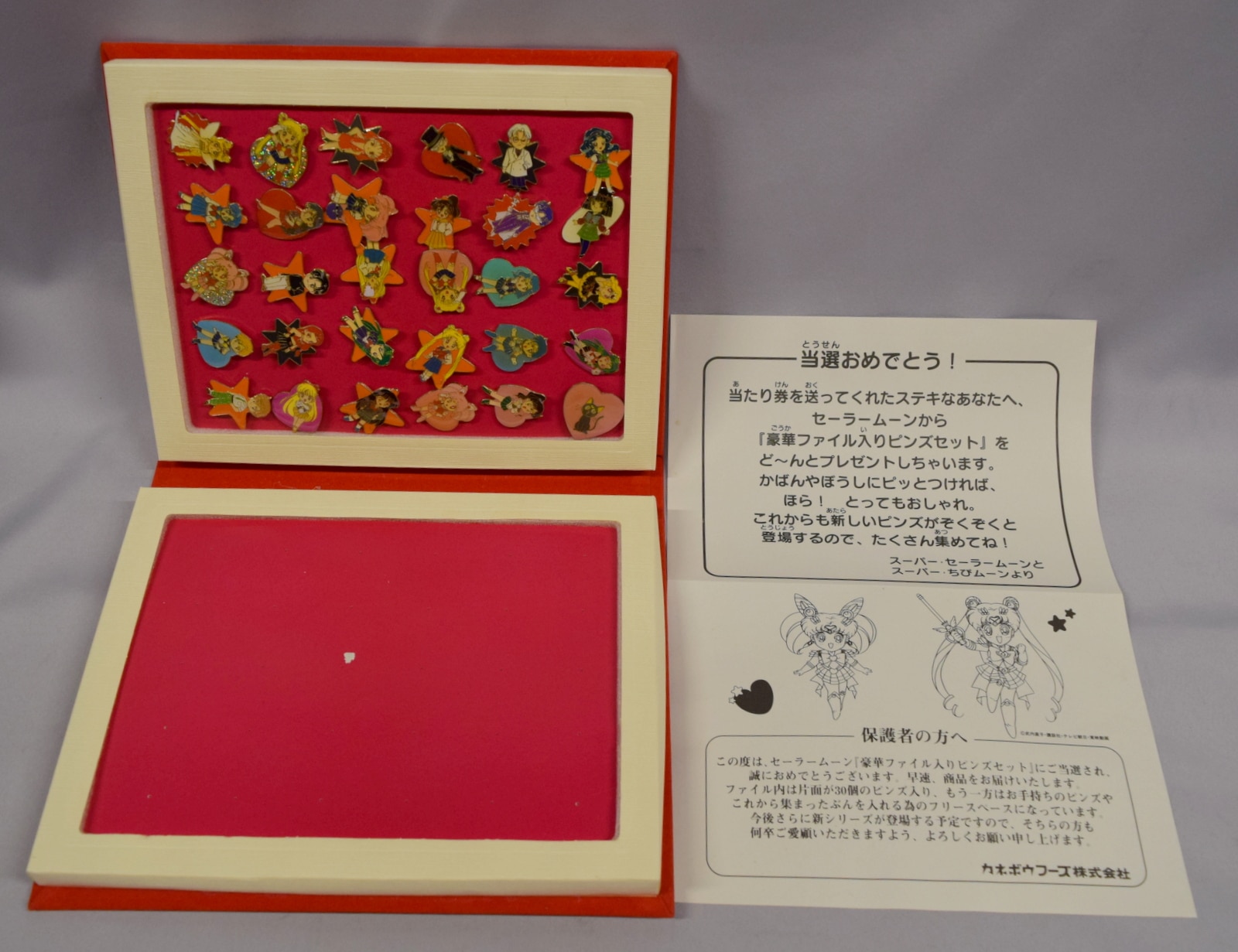 セーラームーン 当選品 カネボウフーズ 豪華ファイル入り ピンズセット