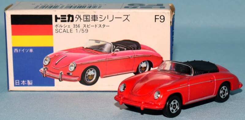 トミー トミカ/青箱日本製 ポルシェ 356 スピードスター 赤/銀ライン