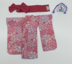 ドール衣装 30cmサイズ(幼SDなど)　花柄浴衣　ピンク
