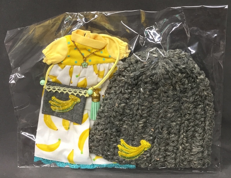 ドール衣装 22cmサイズ リカ ネオブライスなど バナナ柄 袖付きワンピース ワンポイントニット帽 まんだらけ Mandarake