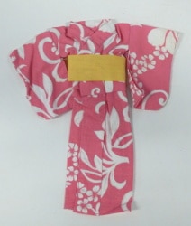 タカラ製　ドール衣装 22cmサイズ(リカ・ネオブライスなど)　花柄浴衣　ピンク