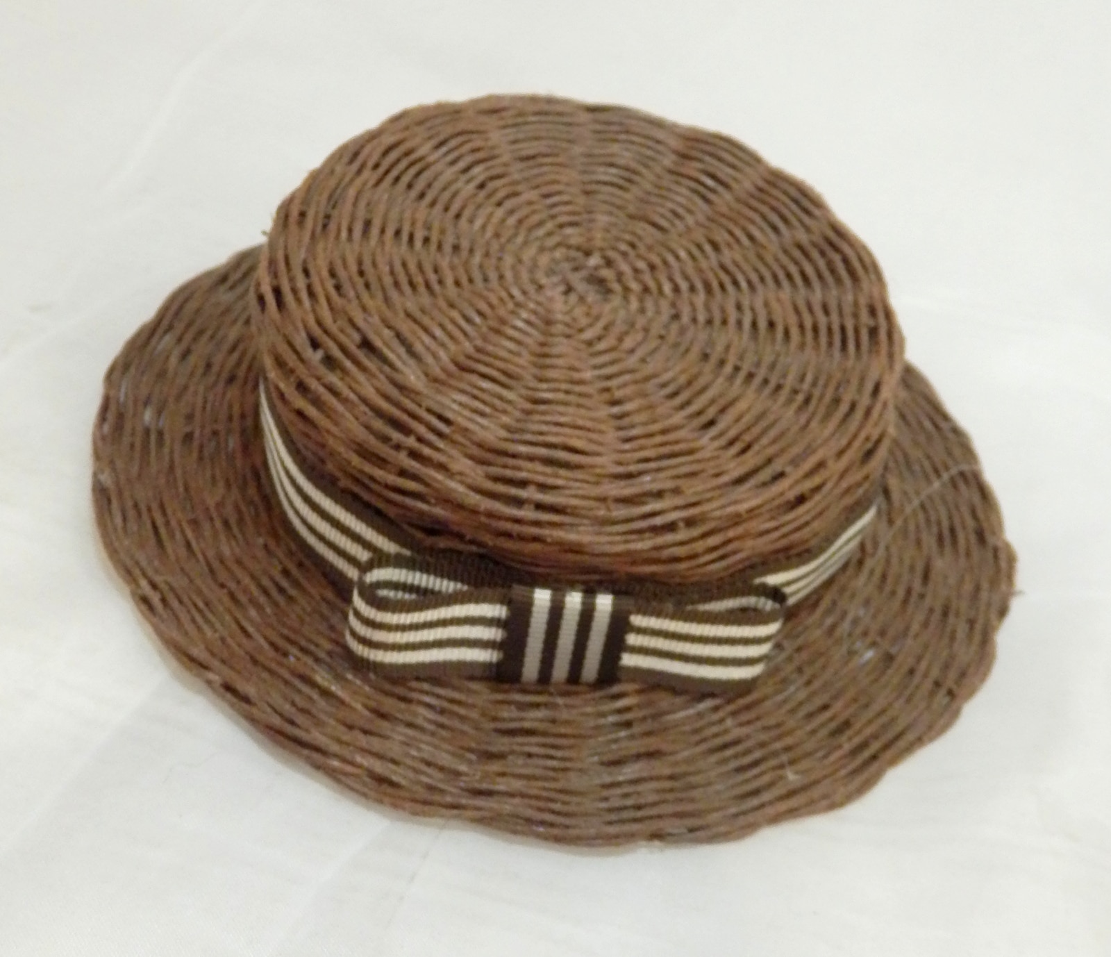 ドール用帽子 カンカン帽 麦わら帽子 ブラウン リボン付き 内径約8センチ SD,DD大きめ、ネオブライス小さめサイズ まんだらけ  Mandarake