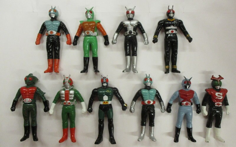 仮面ライダー ソフビ 栄光の10人ライダー レトロ 当時品 - 特撮