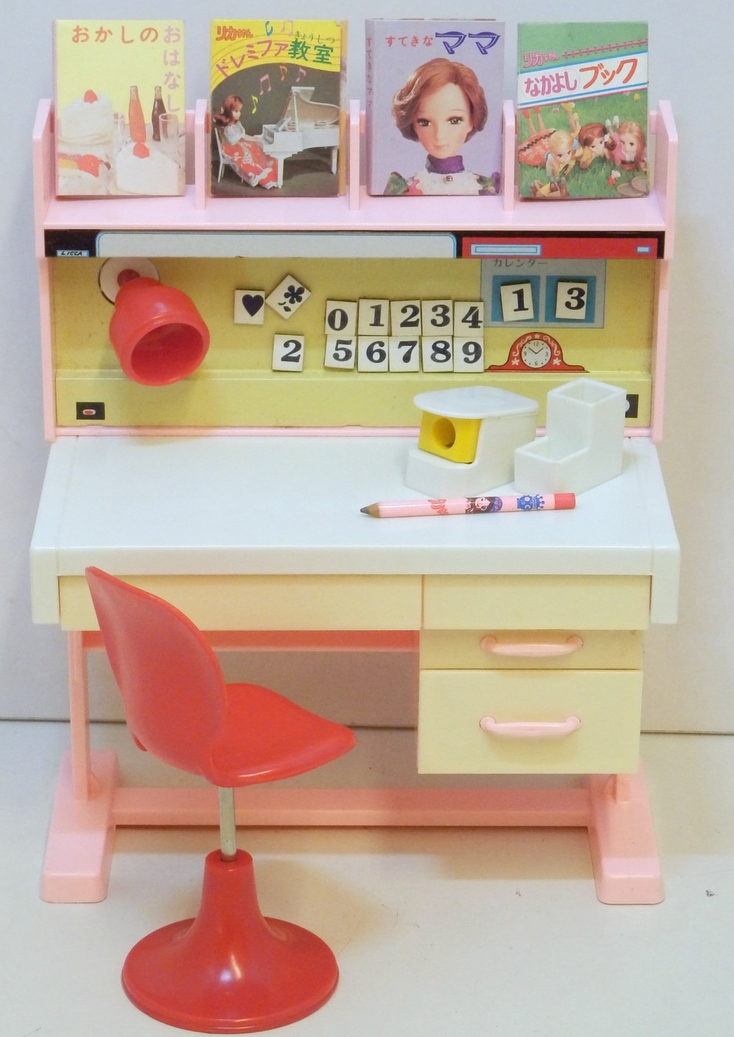 高級 リカちゃん 学習机 白い白い家具セット わたしのおへやシリーズ 家具