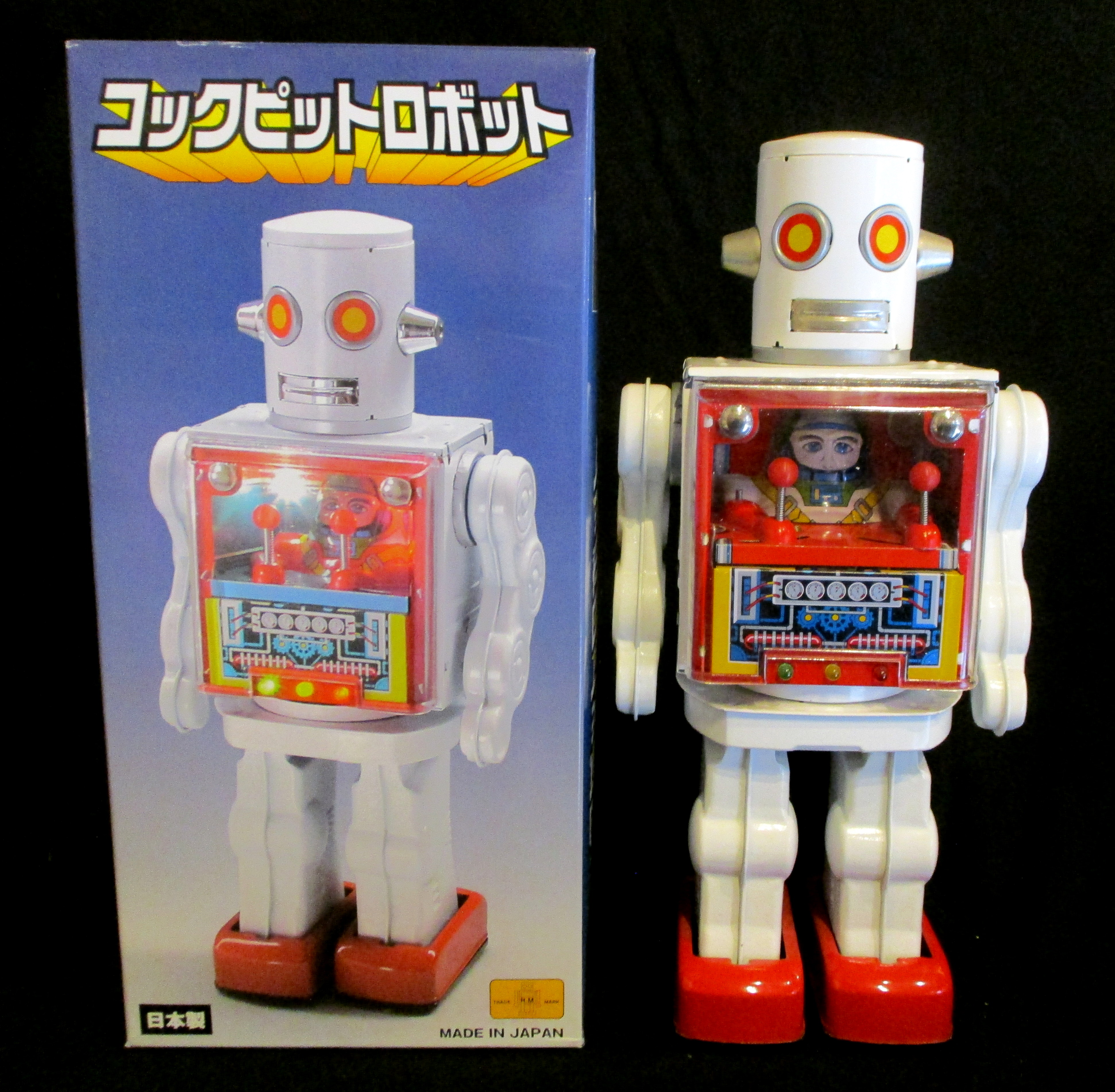 メタルハウス 電動ブリキ コックピットロボット白 青箱 | まんだらけ