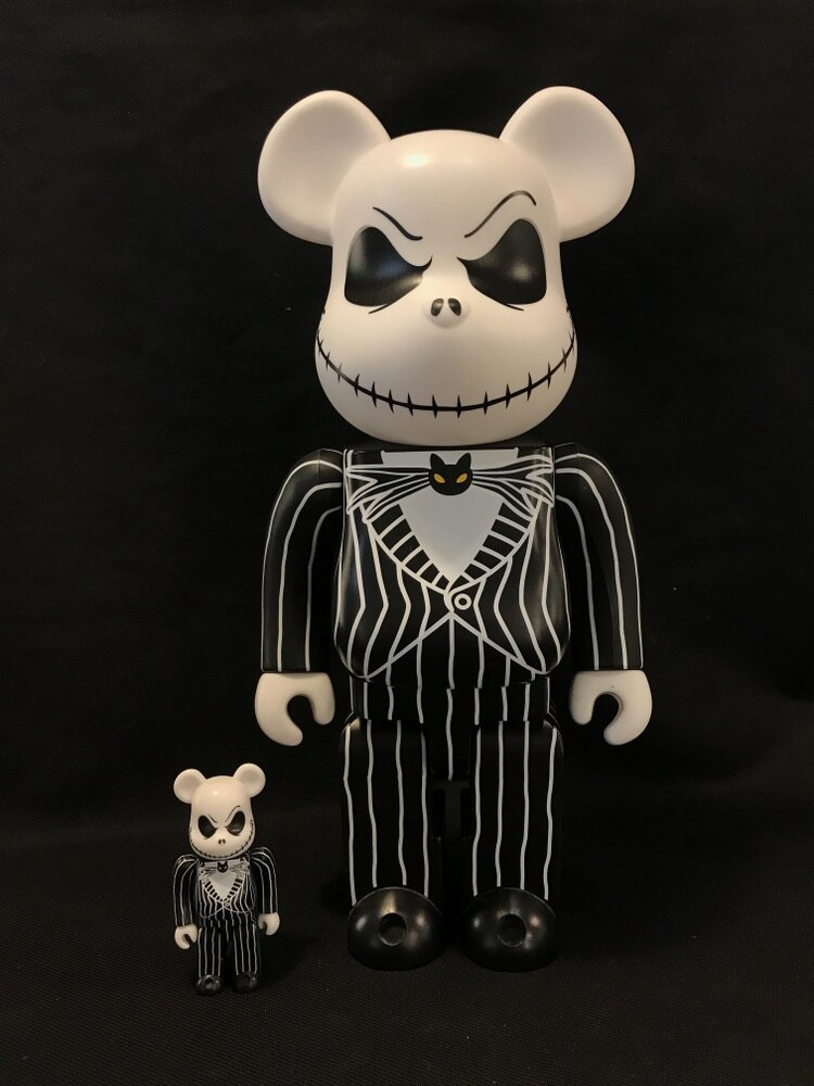 MEDICOMTOY BE@RBRICK JACK SKELLINGTON NEW FACE 400% and 400 + 100