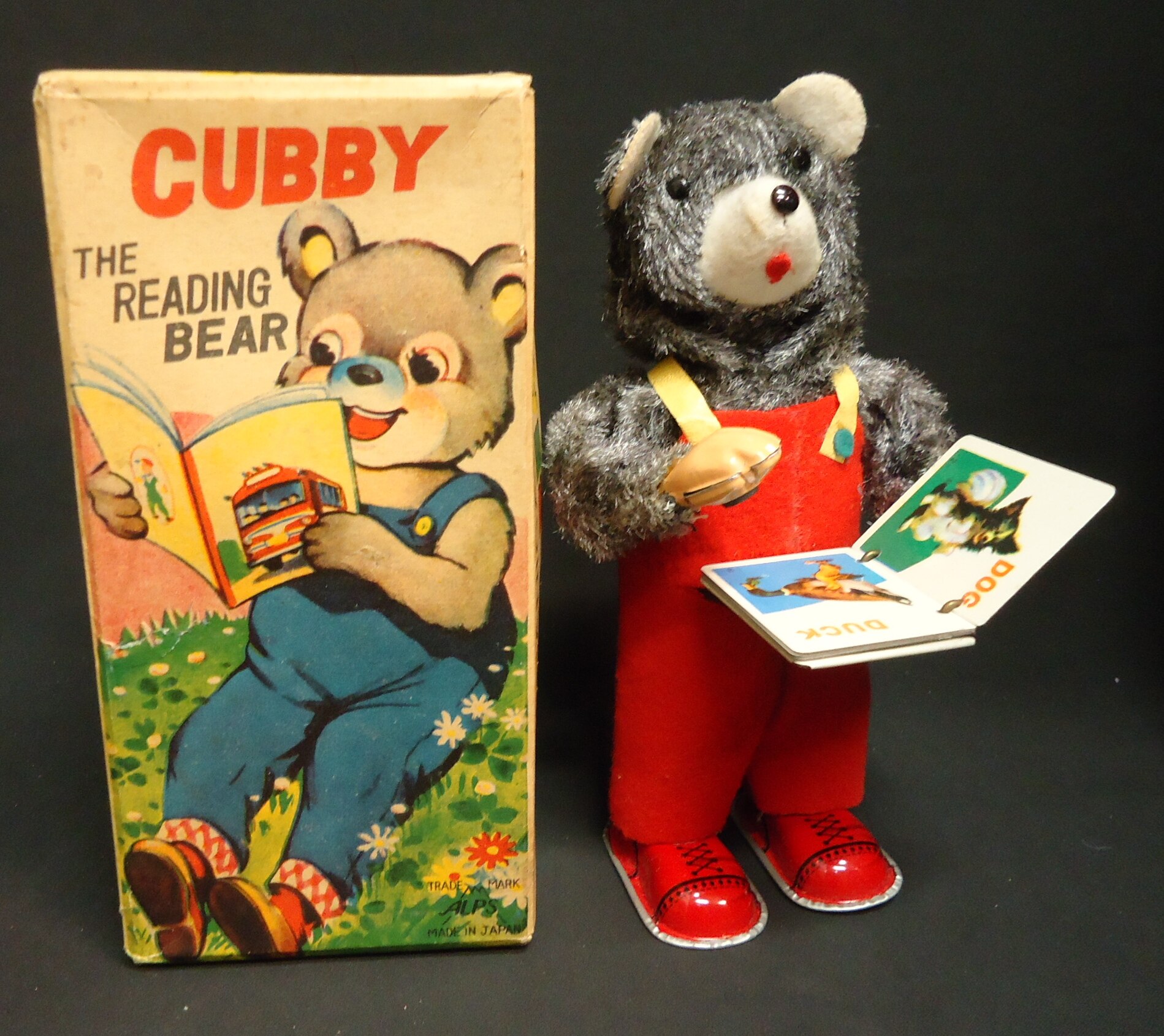 mandarake | alps wind-up toy tin the reading bear