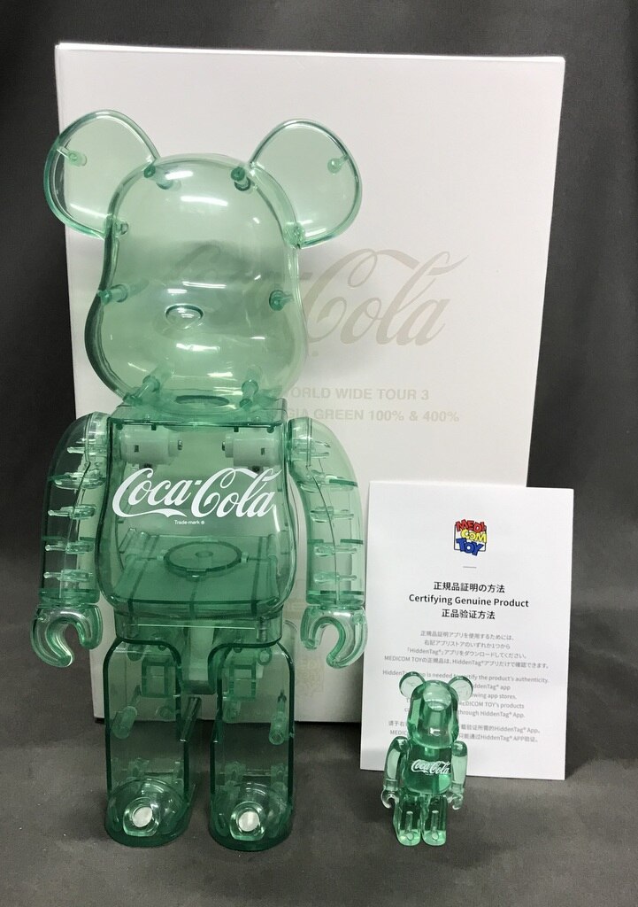 MEDICOMTOY BE@RBRICK COCA-COLA GEORGIA GREEN 400% and 100