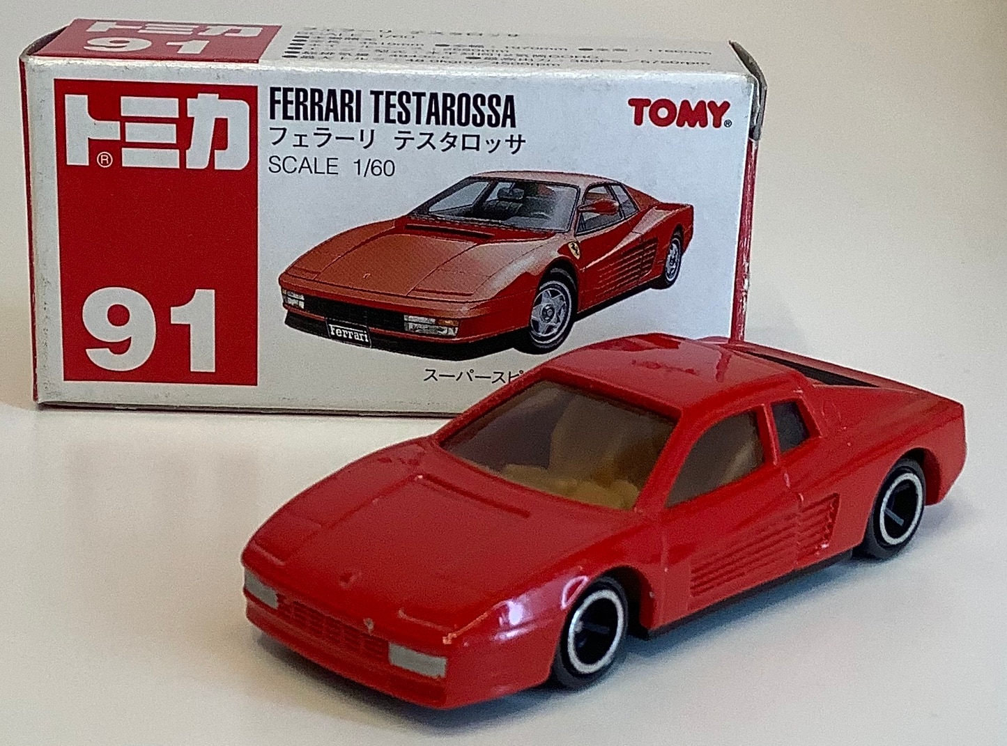TOMY トミカ 赤箱/日本製 フェラーリ テスタロッサ 内装ベージュ 91