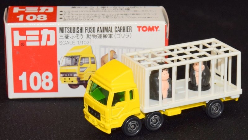 TOMY トミカ/中国製 三菱ふそう 動物運搬車(黒ゴリラ) 108