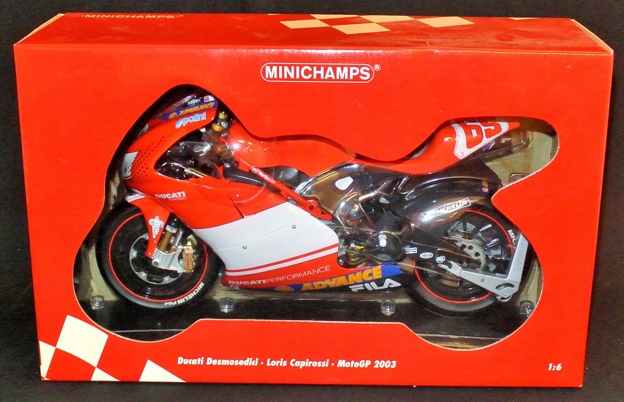 割引設定 ミニチャンプス 1/6 DUCATI MotoGP2003ロリス・カピロッシ