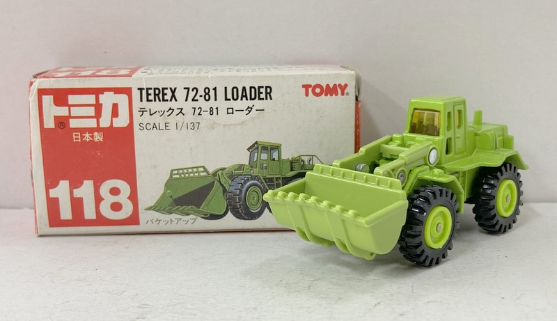 トミー トミカ赤箱日本製 テレックス 72-81ローダー/黄緑 118-1