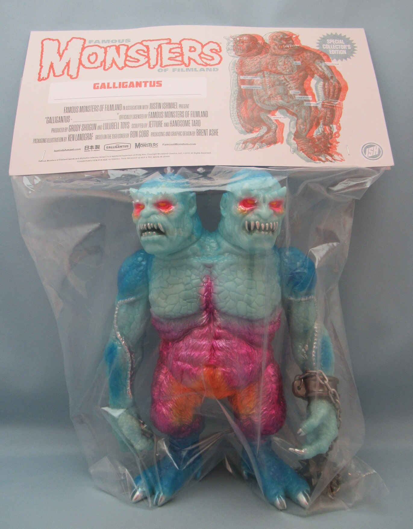 ISH FAMOUS MONSTERS Rockin'Jelly Bean GALLIGANTUS GID / EROSTIKA limited /  light blue Glow in The Dark