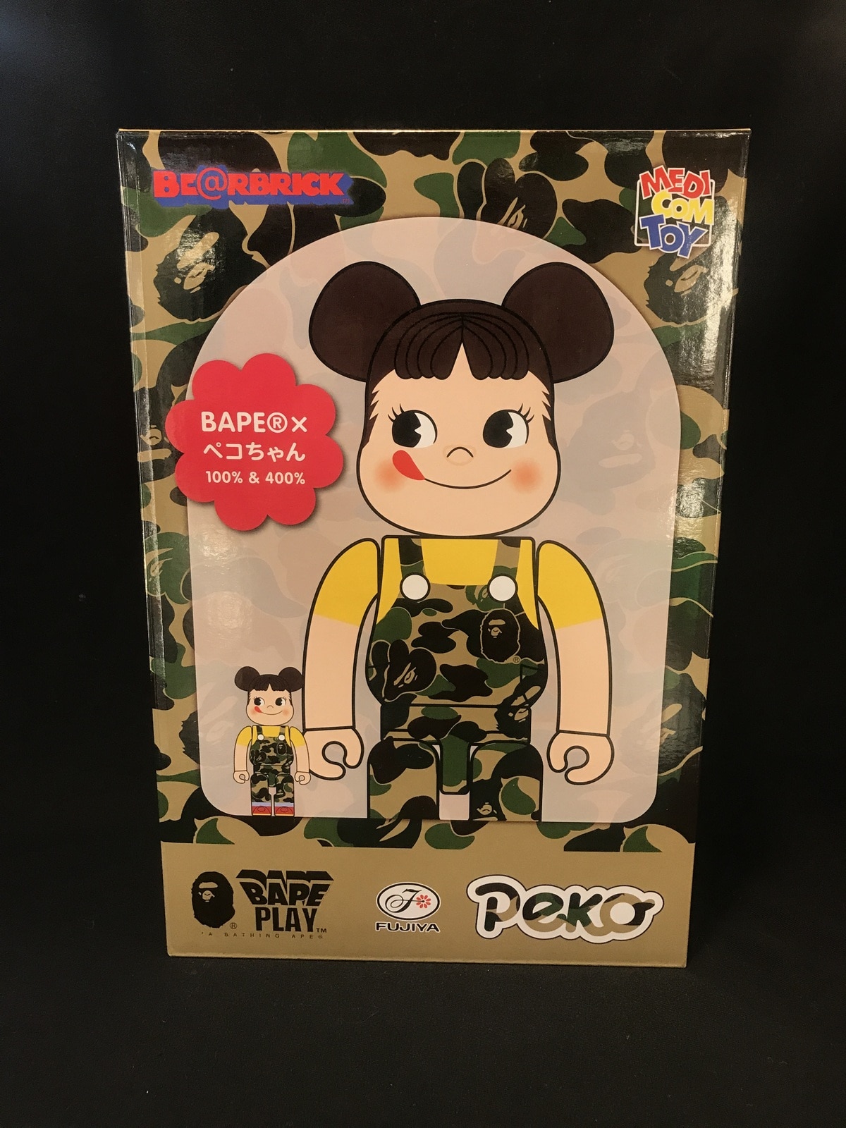 日本直販オンライン BAPE × ペコちゃん × BE@RBRICK 100%400% 緑 ...