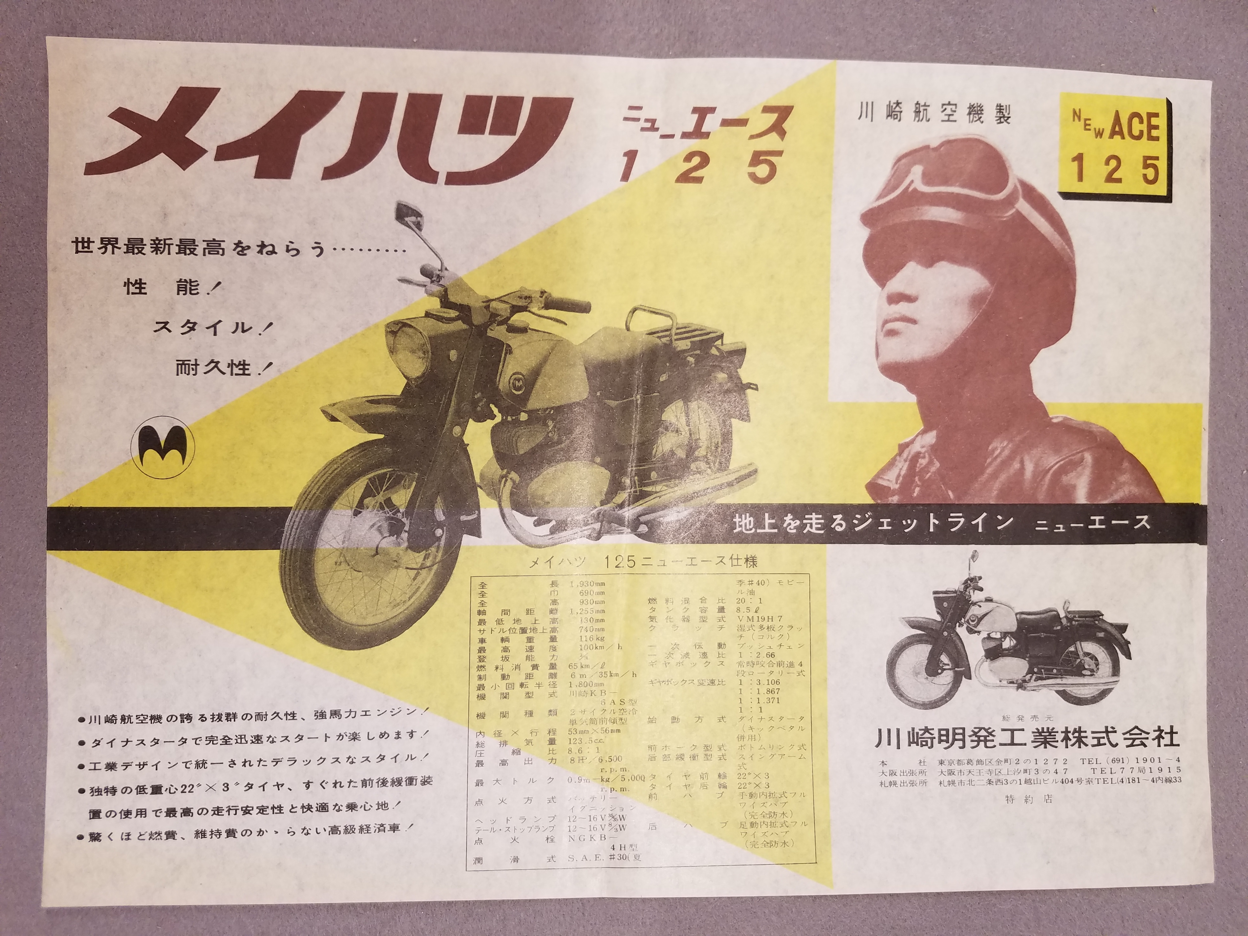 Kawasaki Akira Kogyo Co., Ltd. Car catalog Meihatsu New Ace 125 