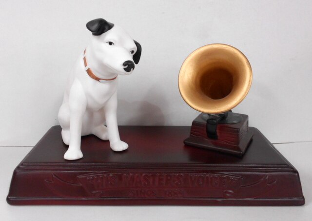 日本ビクター ニッパー犬 蓄音機 台座三点セット置物 Merchpunk
