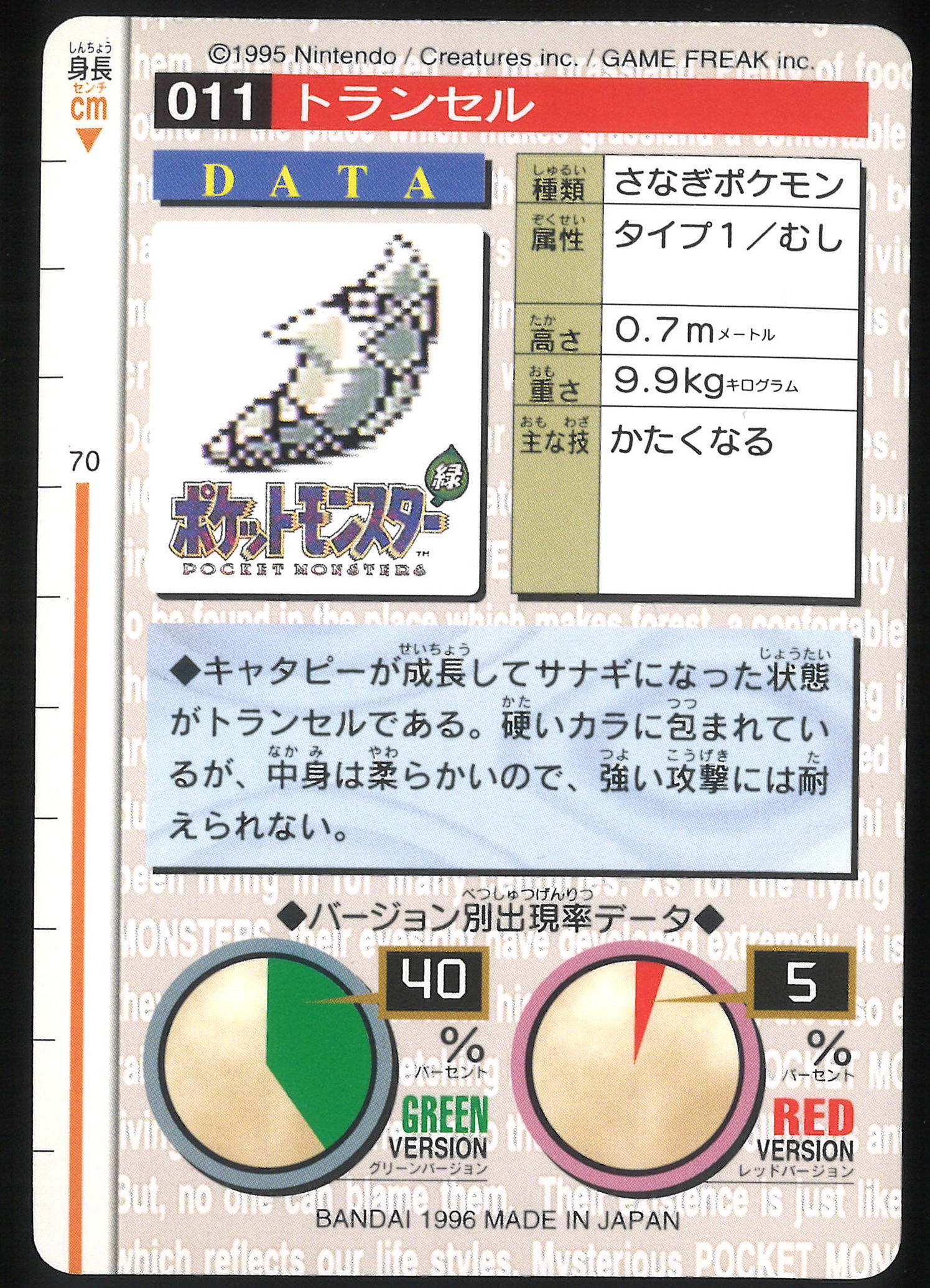 バンダイ ポケモン 本弾 緑版 1弾 1996 トランセル 11 まんだらけ Mandarake バンダイ ポケモン 本弾 緑版 1弾 1996 トランセル 11 まんだらけ Mandarake